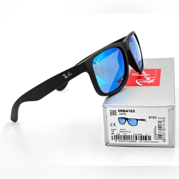 Ray-Ban Other - Ray-Ban Polarized Sunglasses Blue Mirror Wayfarer RB4165 Black Rubber Soft 202
